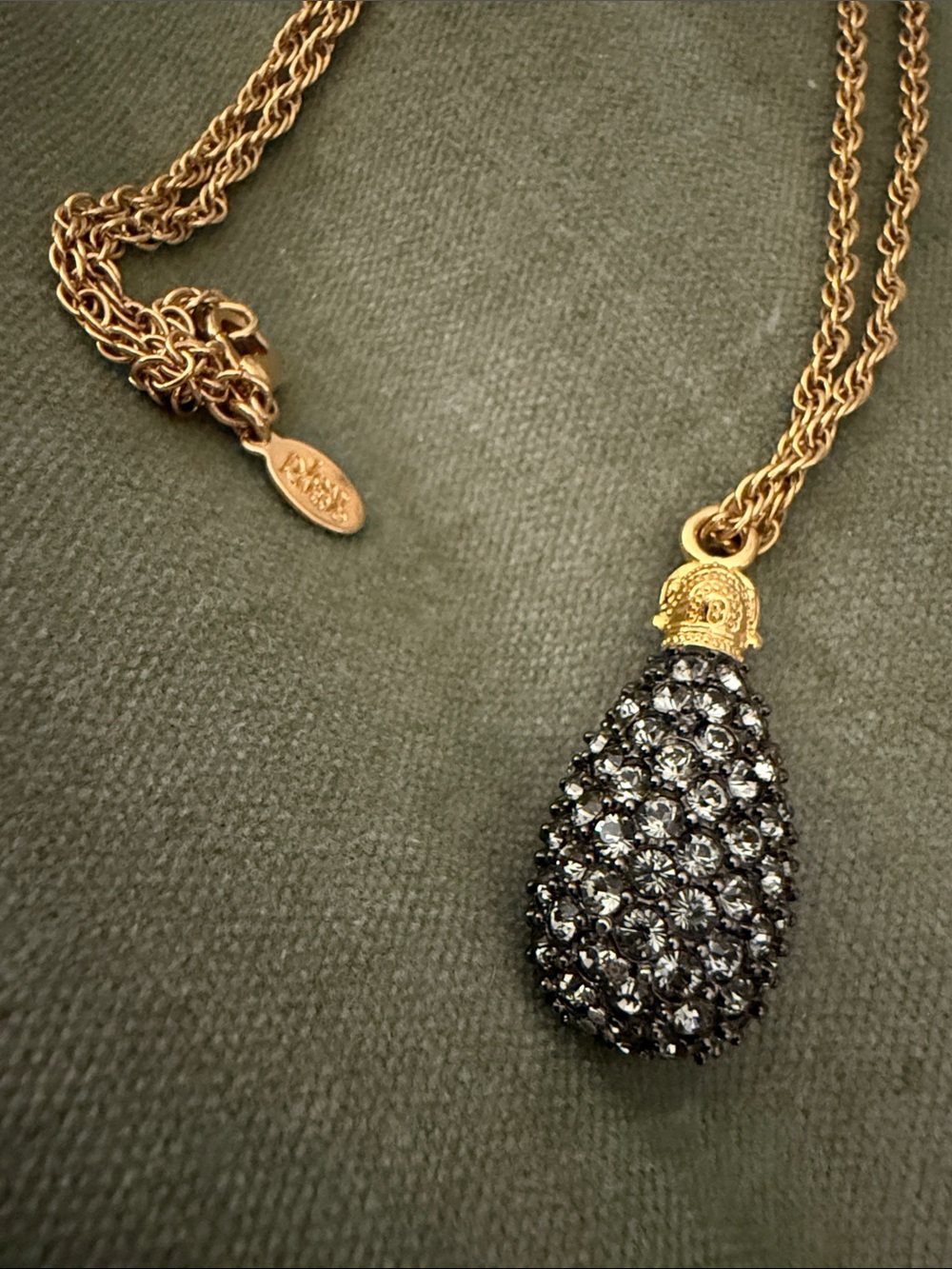 Joan Rivers Gold-Tone Necklace with Black Caviar Crystal Teardrop Pendant